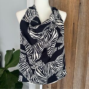 Adrienne Landau QUARTZ Zebra Black White Sleveless Womens Halter Top Shirt NEW .